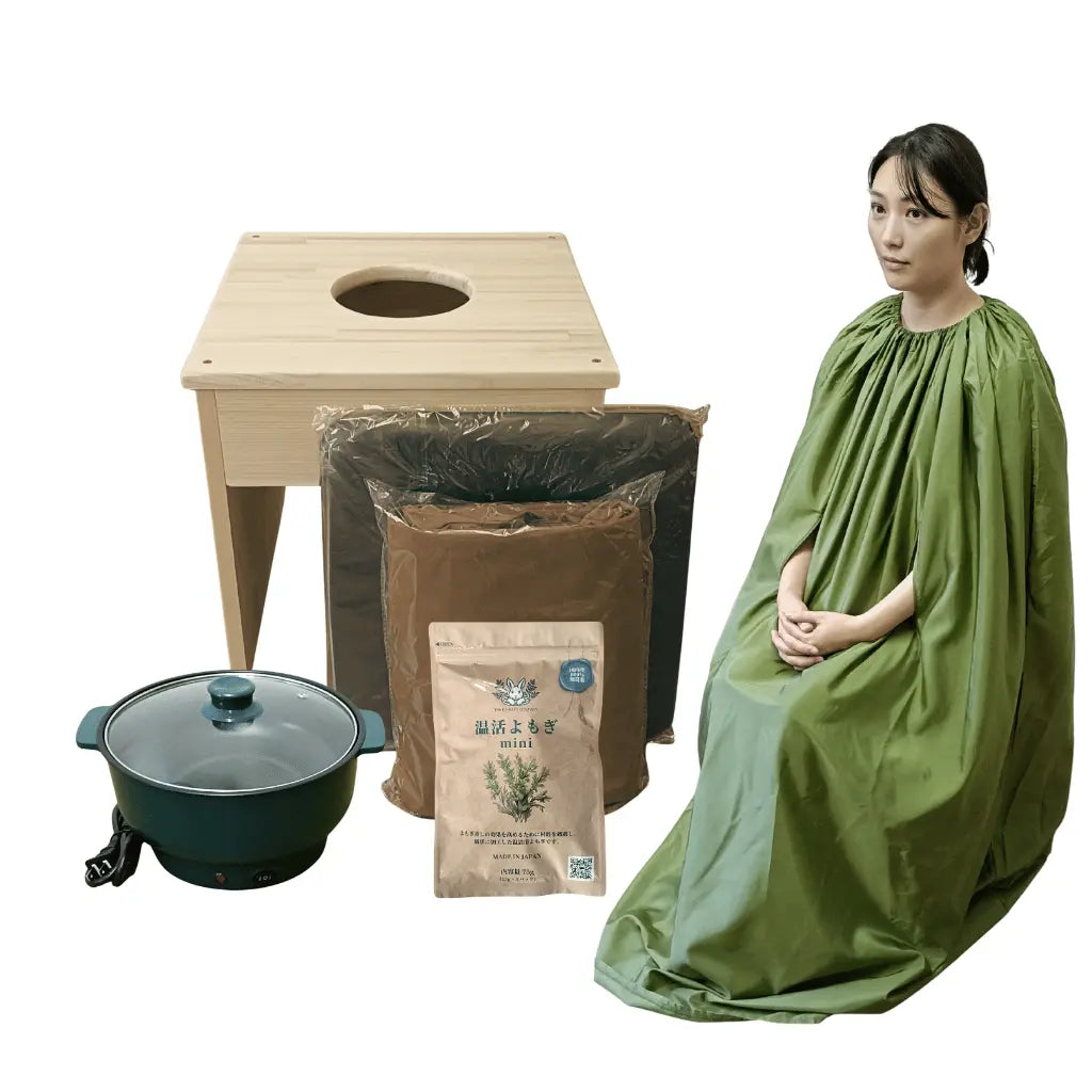腕出しマント★国産ヒノキ椅子のよもぎ蒸しセット